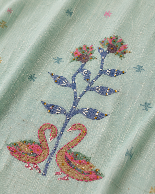 Mint Swan Garden Cotton Suit Set