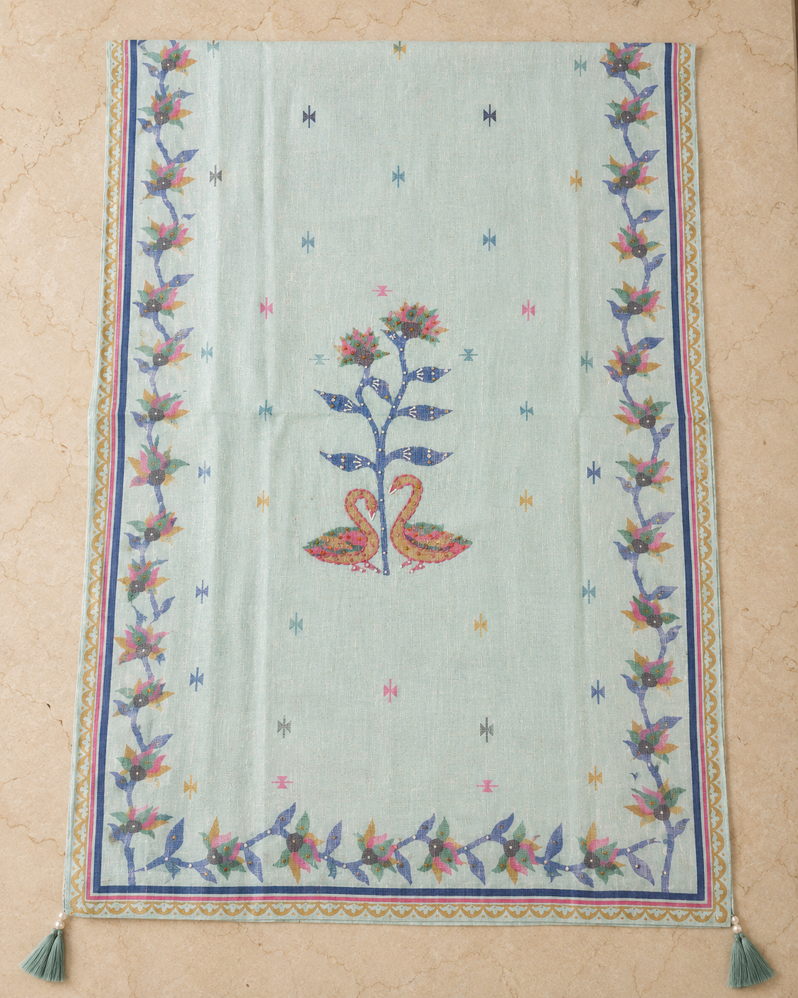 Mint Swan Garden Cotton Suit Set