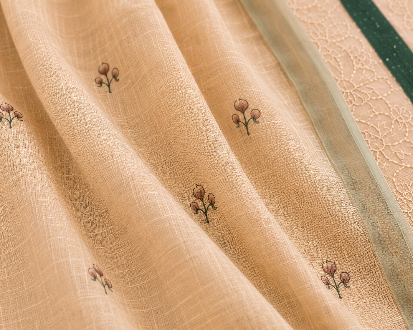 Woodland Whisper Beige Linen Blend Unstitched Suit Set