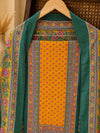 Jaam Cotton Printed Suit Set with Cotton Dupatta & Rayon Bottom – Emerald Green