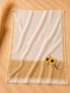 Ivory Linen Cotton Suit Set with Sunflower Embroidered Dupatta
