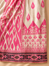 Ivory Muslin Suit Set with Ikat-Inspired Dupatta & Mirror Work
