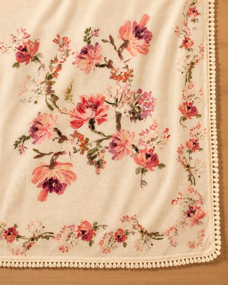 Ivory Floral Muslin Suit Set