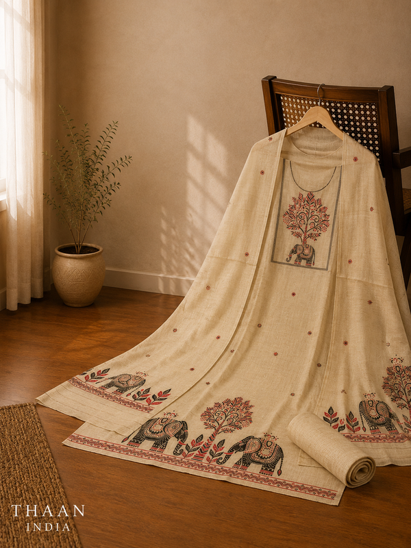 Beige Heritage Jamdani Suit Set