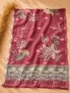 Blush Pink Pure Jamdani Suit Set with Floral Printed Dupatta