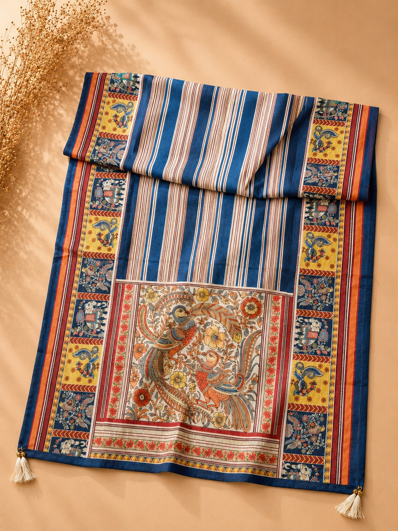 Navy Blue Rajwada Silk Suit Set with Heritage Printed Dupatta