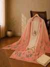 Peach Kota Banarasi Booti Suit Set with Peacock Printed Dupatta