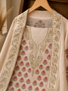 Ivory Pure Cotton Suit Set with Floral Buti Print & Embroidered Dupatta
