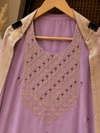 Lavender Shimmer Tissue Suit Set with Embroidered Yoke