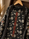 Black Floral Cotton Suit Set with Embroidered Dupatta