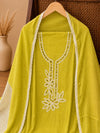 Lime Green Embroidered Kurta Set with Crochet Lace Dupatta