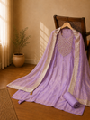Lavender Shimmer Tissue Suit Set with Embroidered Yoke