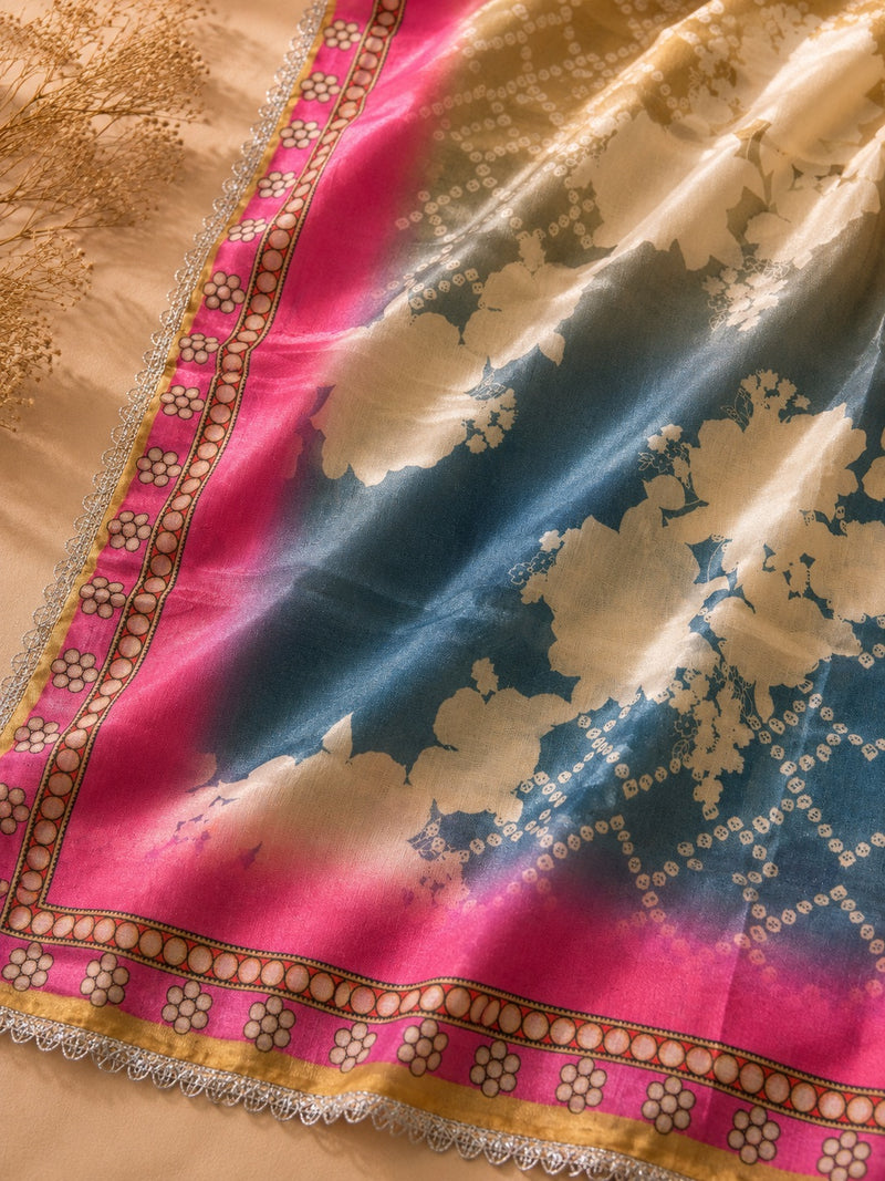 Premium Floral Printed Dress Material with Embroidered Neck & Matching Dupatta | Unstitched Suit Set