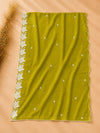 Olive Green Chikankari Cotton Suit Set with Embroidered Dupatta