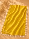 Mustard Yellow Muslin Suit Set with Tassel Dupatta