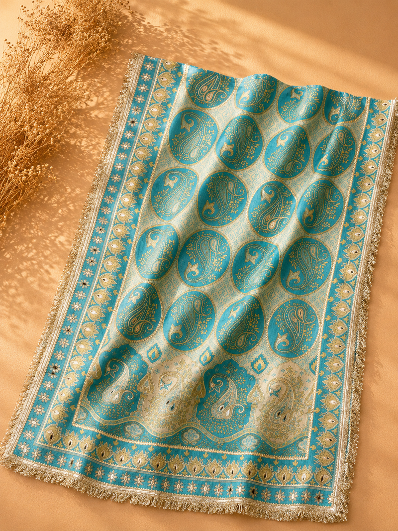 Aqua Blue Tissue Shimmer Suit Set