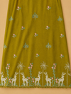 Olive Green Roman Silk Suit Set with Nature-Inspired Embroidery