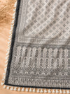 White Linen Mirror Work Suit Set with Printed Dupatta