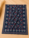 Navy Blue Floral Cotton Suit Set with Printed Dupatta