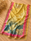 Sunset Bloom Shimmer Unstitched Suit Set with Printed Dupatta