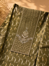 Mustard & Olive Pure Cotton Suit Set with Ikat-Inspired Print