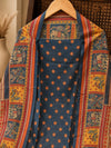 Navy Blue Rajwada Silk Suit Set with Heritage Printed Dupatta
