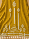 Mustard Yellow Muslin Suit Set with Tassel Dupatta