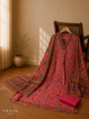 Ruby Mosaic Chanderi Unstitched Suit Set with Printed Dupatta