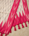 Rani Pink Ikat Cotton Unstitched Suit Set with Contrast Dupatta