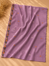 Mauve Meadow Mul Crush Unstitched Suit Set with Embroidered Dupatta