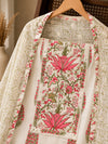 Ivory Floral Cotton Suit Set with Printed Dupatta