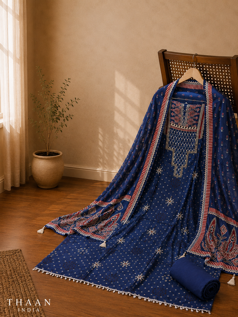 Royal Indigo Muslin Suit Set