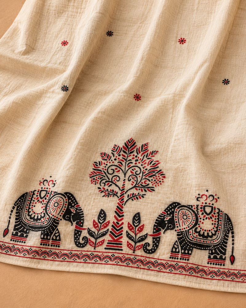 Beige Heritage Jamdani Suit Set