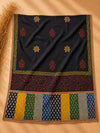 Ivory Linen Cotton Suit Set with Multicolor Embroidered Yoke & Printed Dupatta