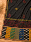 Ivory Linen Cotton Suit Set with Multicolor Embroidered Yoke & Printed Dupatta